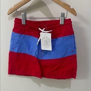 Red & Blue Striped Boys swim trunks TBBC NWT size 4T